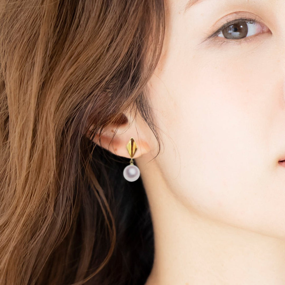 K18 8.0㎜ Design earrings | Tensei Pearl Online Store 天成真珠