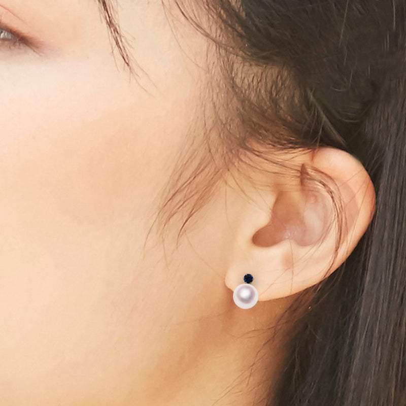 9月誕生石K18/K10 7.5㎜ 2Way Design耳環藍寶石-tensei珍珠在線商店Tenari Pearl官方郵購商店