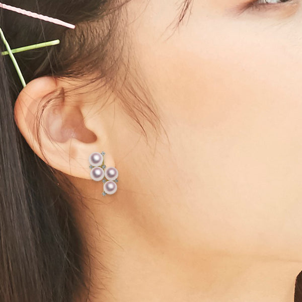 K18 5.5㎜ Design earrings D0.16ct