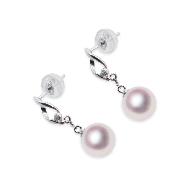 K14WG 7.5 mm Design Earrings White Topaz -TENSEI PEARL ONLINE STORE Tensei Pearl Official Mail Order Shop