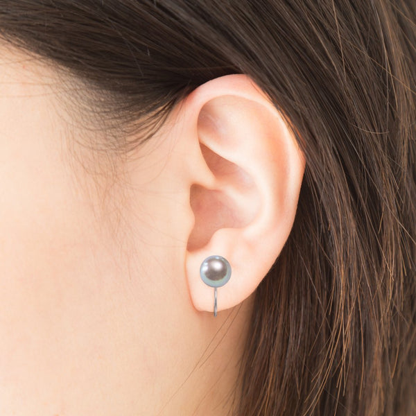 K14WG 8.0㎜ Gray Simple Earrings -TENSEI PEARL ONLINE STORE Tenari Pearl Official Mail Order Shop