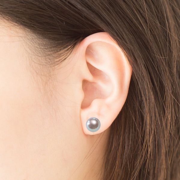 K14WG 8.5㎜ Gray Simple Earrings -TENSEI PEARL ONLINE STORE Tenari Pearl Official Mail Order Shop