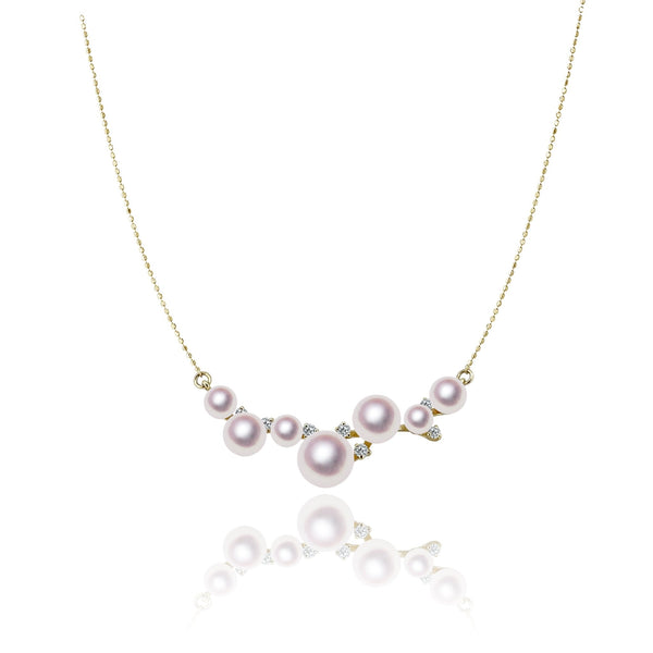 K18 3.0 ~ 7.5㎜ Design necklace D0.12ct -TENSEI PEARL ONLINE STORE Tenari Pearl Official Mail Order Shop