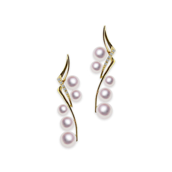 K18 4.5 ~ 7.0㎜ Design earrings D0.06ct -TENSEI PEARL ONLINE STORE Tenari Pearl Official Mail Order Shop