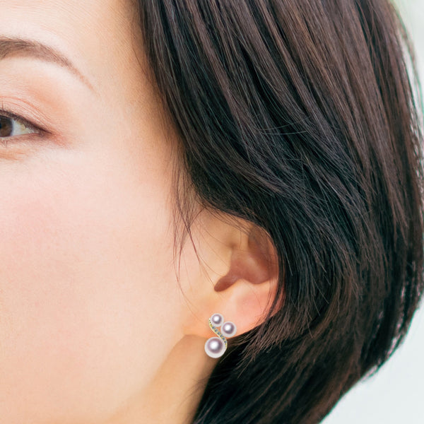 K18 4.5 ~ 7.5㎜ Design earrings D0.12CT -TENSEI PEARL ONLINE STORE Tenari Pearl Official Mail Order Shop