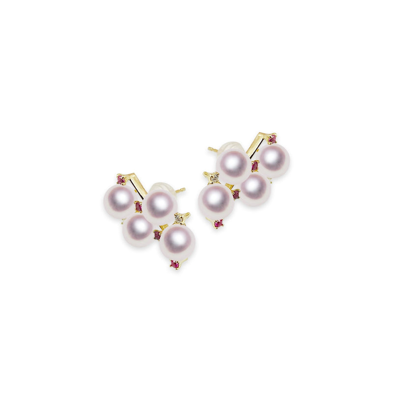 K18 5.5㎜ Design earrings D0.04ct -TENSEI PEARL ONLINE STORE Tenari Pearl Official Mail Order Shop