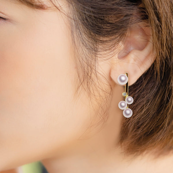 K18 5.5 ~ 6.0㎜ Design earrings D0.04ct -TENSEI PEARL ONLINE STORE Tensei Pearl Official Mail Order Shop