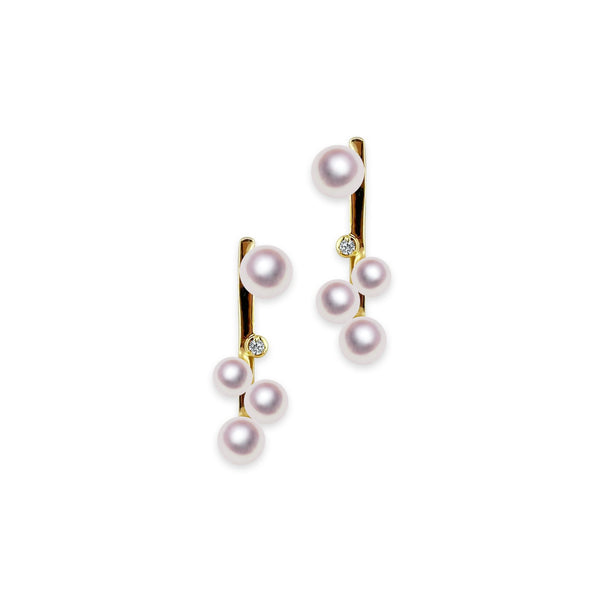 K18 5.5 ~ 6.0㎜ Design earrings D0.04ct -TENSEI PEARL ONLINE STORE Tensei Pearl Official Mail Order Shop