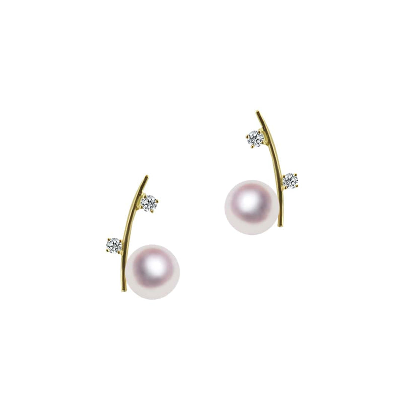 K18 7.0㎜ Design Earrings White Topaz -TENSEI PEARL ONLINE STORE Tenari Pearl Official Mail Order Shop
