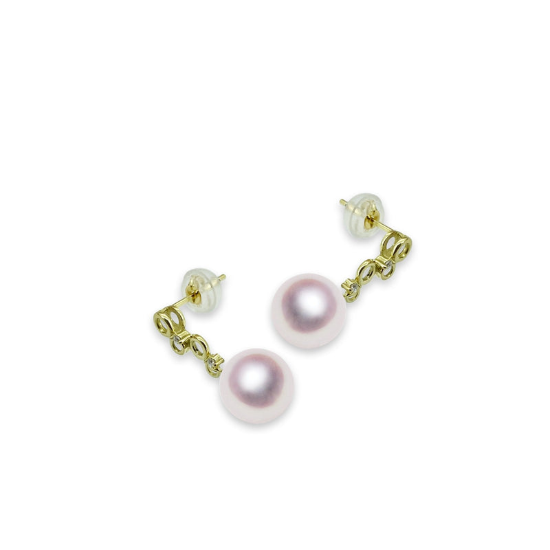 K18 8.0㎜ Design earrings D0.01ct -Tensei Pearl Online Store Tenari Pearl Official Mail Order Shop