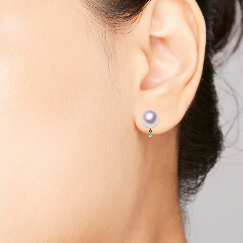 K18 8.5㎜ Design earrings D0.06ct -TENSEI PEARL ONLINE STORE Tenari Pearl Official Mail Order Shop