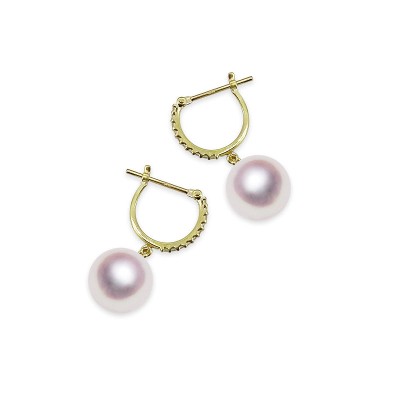 K18 8.5㎜ Design Earrings D0.10ct --Tensei Pearl Online Store Tenari Pearl Official Mail Order Shop