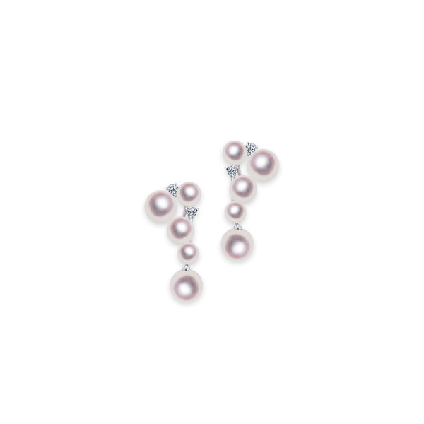 K18WG 3.5 ~ 5.0㎜ Design Earrings D0.08ct -TENSEI PEARL ONLINE STORE Tenari Pearl Official Mail Order Shop