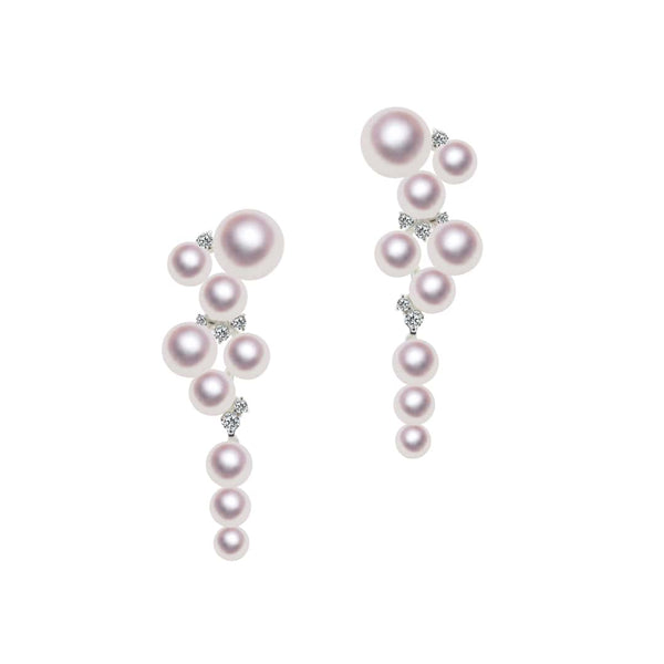K18WG 3.5-7.5㎜ Design earrings D0.18ct -TENSEI PEARL ONLINE STORE Tenari Pearl Official Mail Order Shop