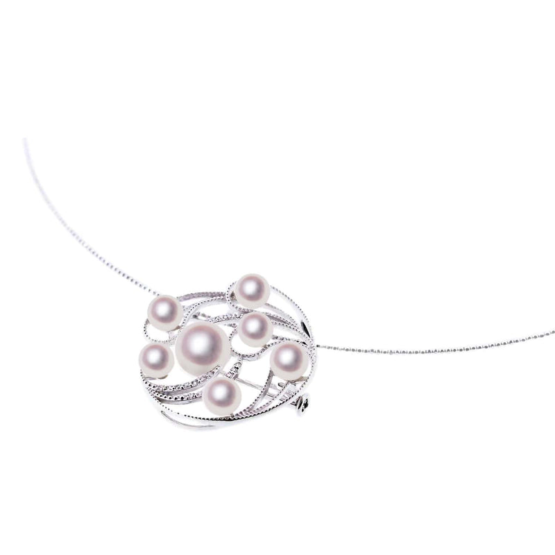 K18WG 4.0 ~ 8.0㎜ Design Necklace D0.11ct -TENSEI PEARL ONLINE STORE Tensei Pearl Official Mail Order Shop