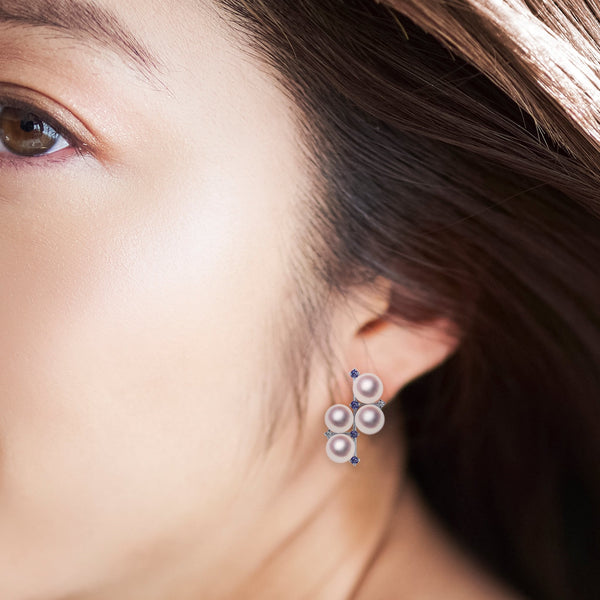 K18WG 5.5㎜ Design earrings D0.04ct -TENSEI PEARL ONLINE STORE Tensei Pearl Official Mail Order Shop