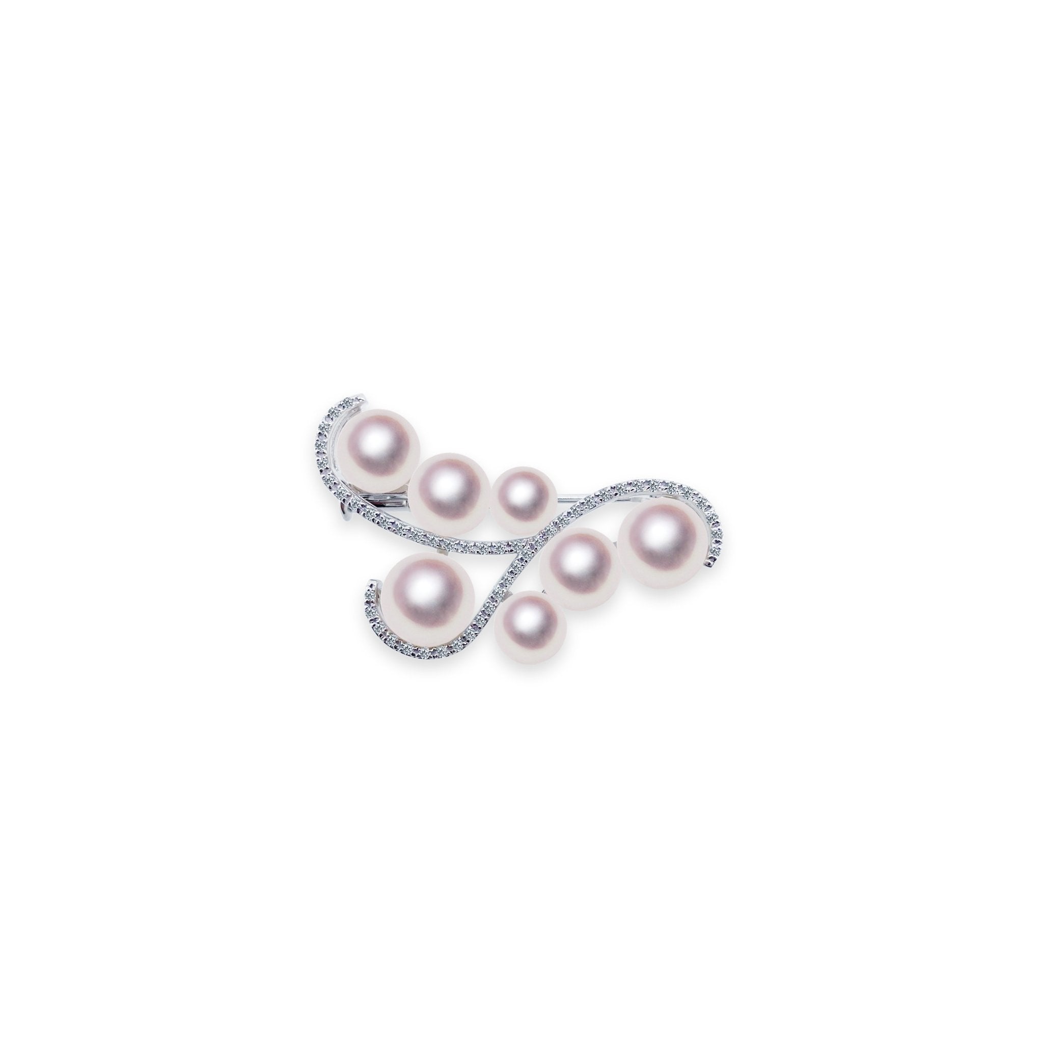 K18WG 5.5~7.5mm brooch D0.21ct | Tensei Pearl Online Store 天成 