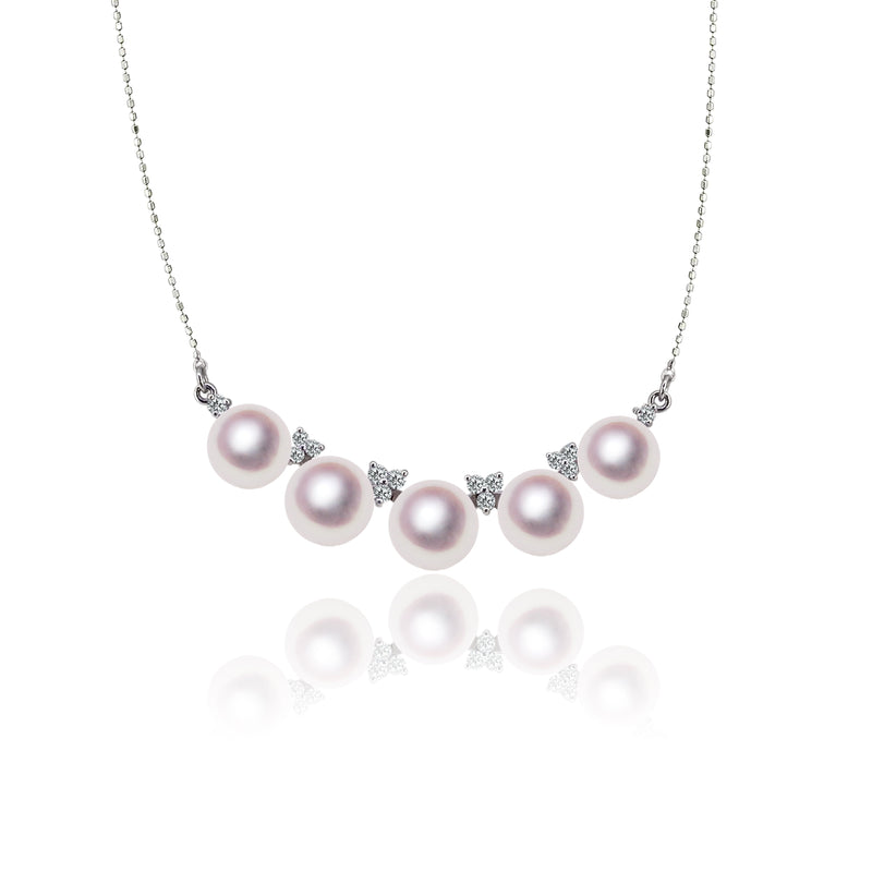 K18WG 6.5 ~ 7.5㎜ Design necklace D0.16ct -TENSEI PEARL ONLINE STORE Tenari Pearl Official Mail Order Shop
