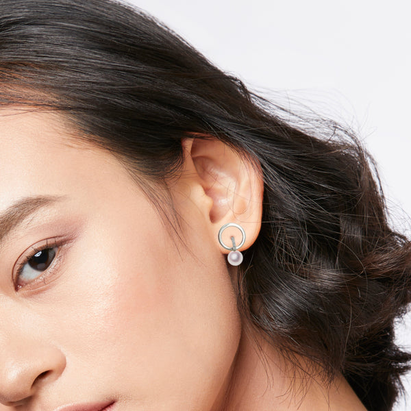 K18WG 7.5㎜ Design earrings D0.08ct -TENSEI PEARL ONLINE STORE Tensei Pearl Official Mail Order Shop