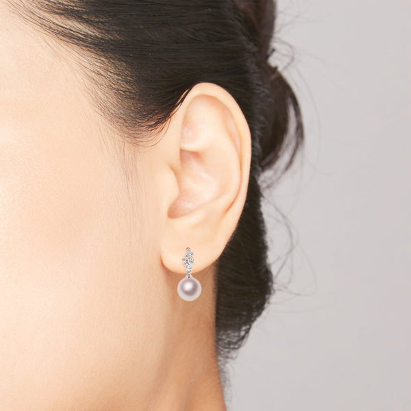 K18WG 8.5㎜ Design earrings D0.3ct -TENSEI PEARL ONLINE STORE Tensei Pearl Official Mail Order Shop