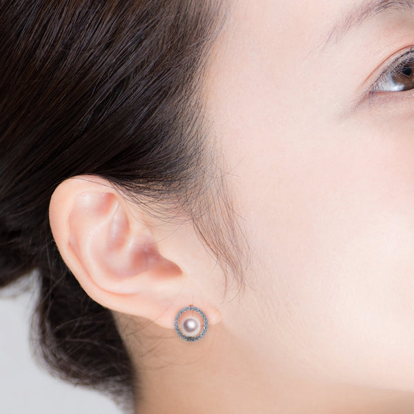 Pt 6.0㎜ Design earrings D0.30CT -TENSEI PEARL ONLINE STORE Tenari Pearl Official Mail Order Shop