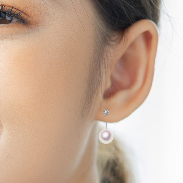 PT/K18WG 8.5㎜ Design earrings D0.10ct -TENSEI PEARL ONLINE STORE Tenari Pearl Official Mail Order Shop