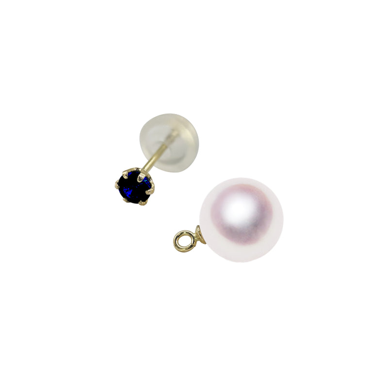September birthstone K18/K10 7.5㎜ 2way design earrings sapphire