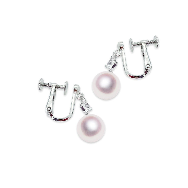 SV/K14WG 8.0㎜ Design Earring White Topaz -TENSEI PEARL ONLINE STORE Tenari Pearl Shop